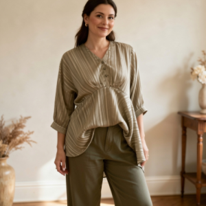Elegant Olive Metallic Stripe